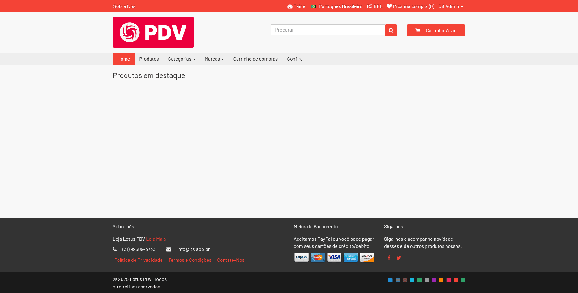 Captura de tela do sistema Lotus PDV